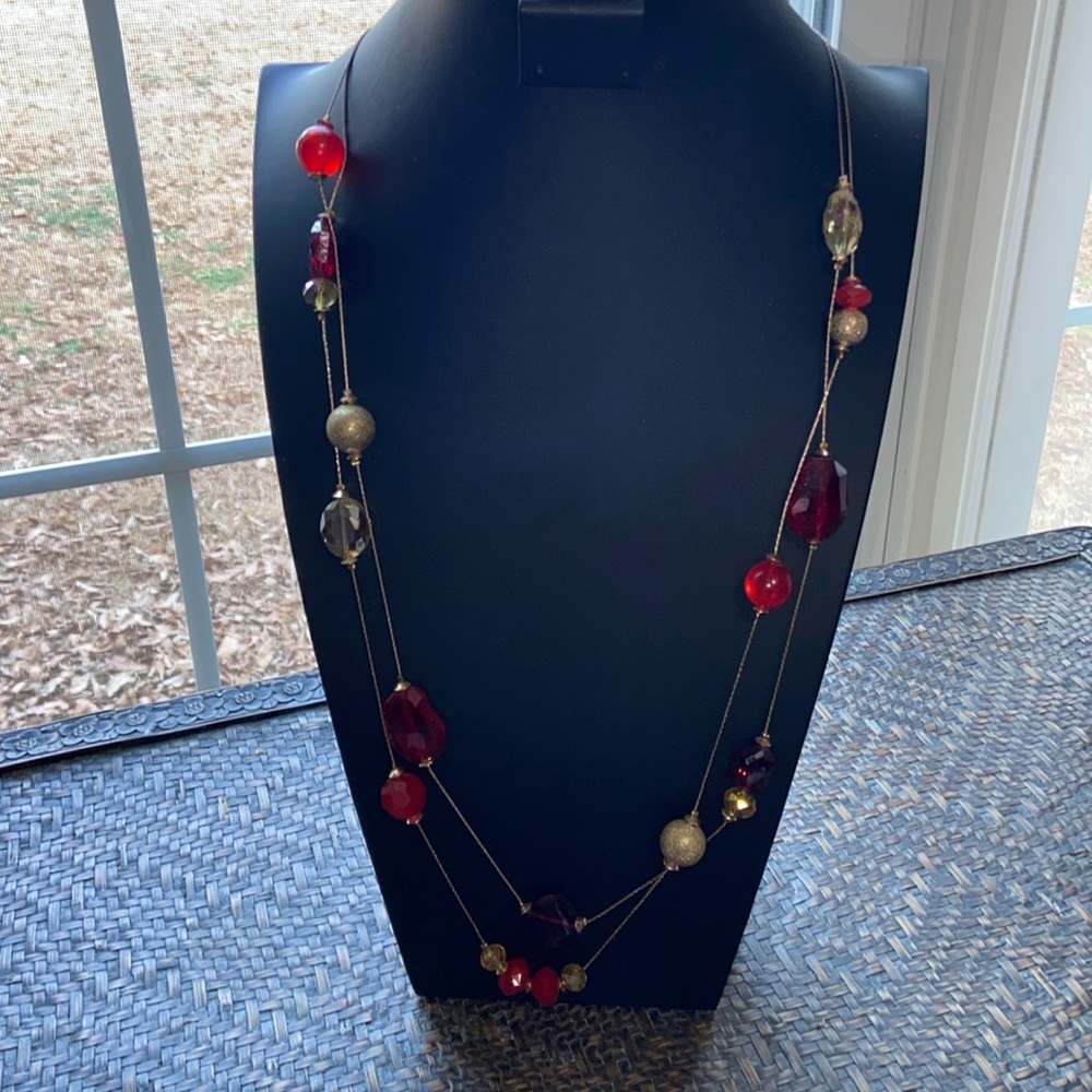 Red and Gold Long Necklace